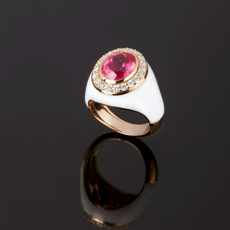 Allegria, Anello con pietra di colore e diamanti